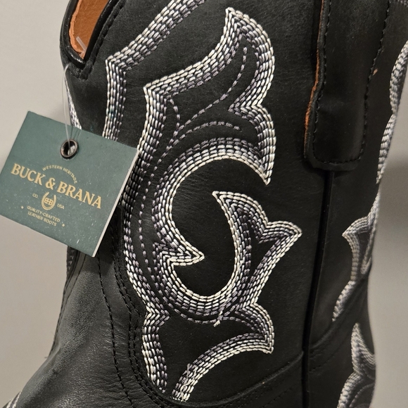 🤠NWT Leather Western Cowboy/Cowgirl Black Boots NIB - Picture 3 of 15